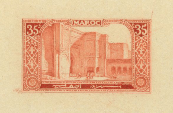 Morocco_1917_Yvert_75b-Scott_67_unissued_35c_Meknes_red-brown_AP_detail