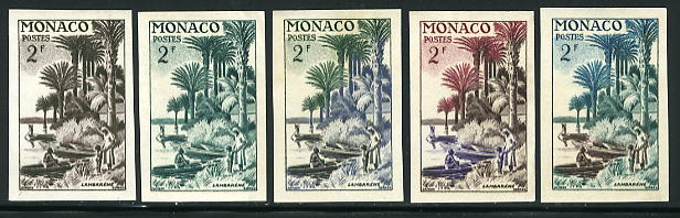 Monaco_1954_Yvert_412-Scott_325_different_colors