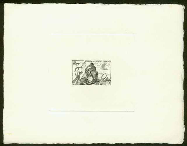 Fr_West_Africa_1954_Yvert_49a-Scott_60_unissued_10f_hunting_and_fishing_black_c_AP