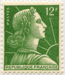 France_1955_Yvert_1010-Scott_752_Marianne_de_Muller_12f_typo_a_IS