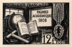 France_1959_Yvert_1190-Scott_905_unadopted_12f_Palmes_Academiques_black_aa_AP_detail