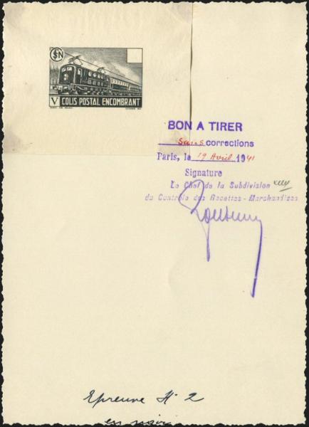 France_1941_Yvert_Colis_Postaux_182-Scott_etat_black_bon_a_tirer