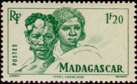 Madagascar_1946_Yvert_307-Scott_natives_IS