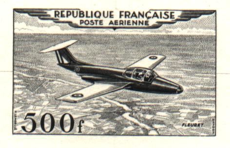 France_1953_Yvert_PA32b-Scott_C31b_unadopted_500f_Fleuret_black_b_AP_detail