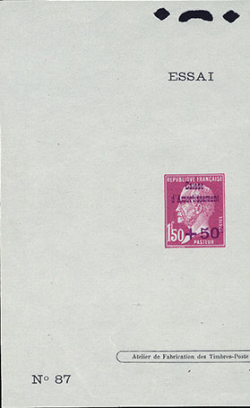 France_1928_Yvert_251a-Scott_B30_Pasteur_unadopted_blue_overprint_lilac_N_87_typo_DP