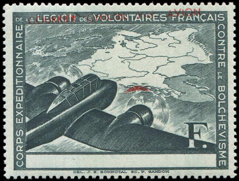 France_1941_Yvert_Courrier_Officiel_par_avion_2_surcharge_TRES_DEPLACEE,