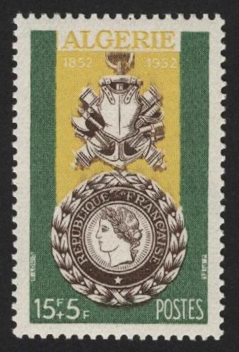 Algeria_1952_Yvert_296-Scott_B65_unadopted_15f_+_5f_Medaille_militaire_IS