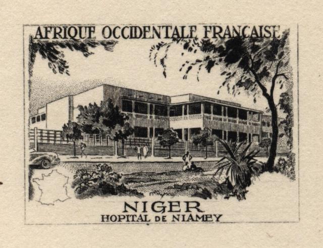 Fr_West_Africa_1956_Yvert_57a-Scott_68_unadopted_Niamey_Hospital_1er_etat_black_aa_AP_detail