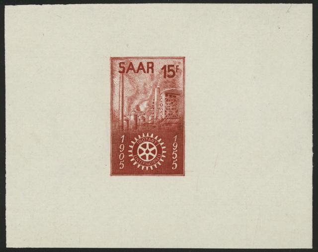 Saar_1955_Yvert_340a-Scott_254_unissued_in_TD_Rotary_International_brown_gummed_a_ESS