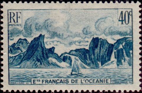 Polinesia_Oceanie_1948_Yvert_184-Scott_162_40c_boat_IS