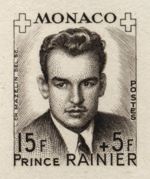 Monaco_1949_Yvert_335Ab-Scott_B97_unadopted_Rainier_III_Red_Cross_2eme_etat_sepia_b_AP_detail