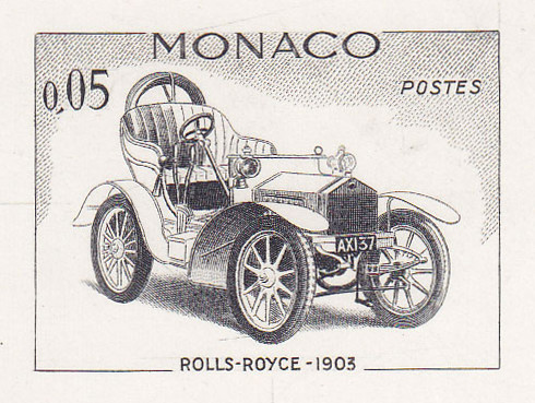 Monaco_1961_Yvert_561a-Scott_489_unadopted_Rolls-Royce_1er_etat_black_ab_AP_detail