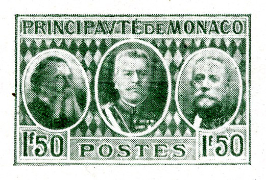 Monaco_1928_Yvert_112a-Scott_112_unissued_in_typo_International_Philatelic_Expo_dark-green_a_typo_AP_detail