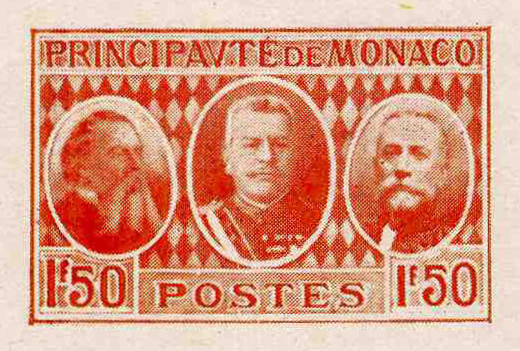 Monaco_1928_Yvert_112a-Scott_112_unissued_in_typo_International_Philatelic_Expo_red-orange_a_typo_AP_detail