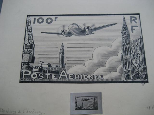 France_1947_Yvert_PA18e-Scott_C20_unadopted_100f_plane_and_Strasbourg_MAQ