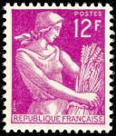 France_1957_Yvert_1116-Scott_12f_Moissonneuse_typo_a_IS