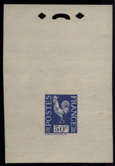 France_1934_Yvert_633b-Scott_unadopted_Coq_50c_blue_typo_aa_CP