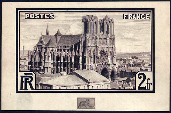 France_1930_Yvert_259a-Scott_247_unadopted_2f_Cathedrale_de_Reims_MAQ