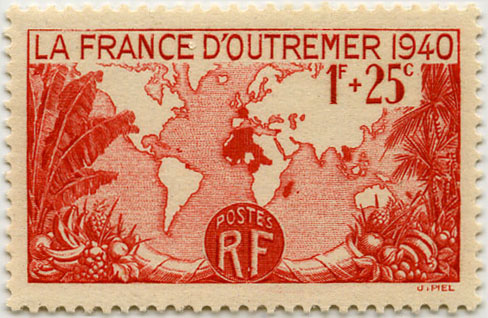 France_1939_Yvert_453-Scott_B96_France_dOutre-Mer_1f_+_25c_1940_a_IS