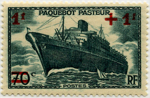 France_1939_Yvert_502-Scott_B114_paquebot_Pasteur_1941_1f_+_1f_a_IS