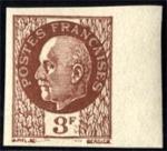 France_1941_Yvert_521_Scott_unissued_3f_Petain_brown_imperf_a_US