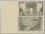 France_1928_Yvert_258a-262-Scott_263-254_unadopted_Arc_de_Triomphe_+_Pont_du_Gard_black_imperf_ESS