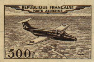 France_1953_Yvert_PA32b-Scott_C31b_unadopted_500f_Fleuret_sepia_ATP_detail